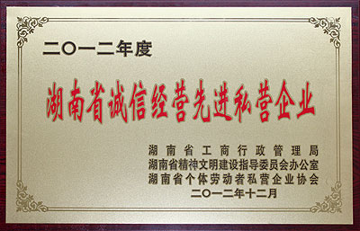 湖南省诚信经营先进私营企业